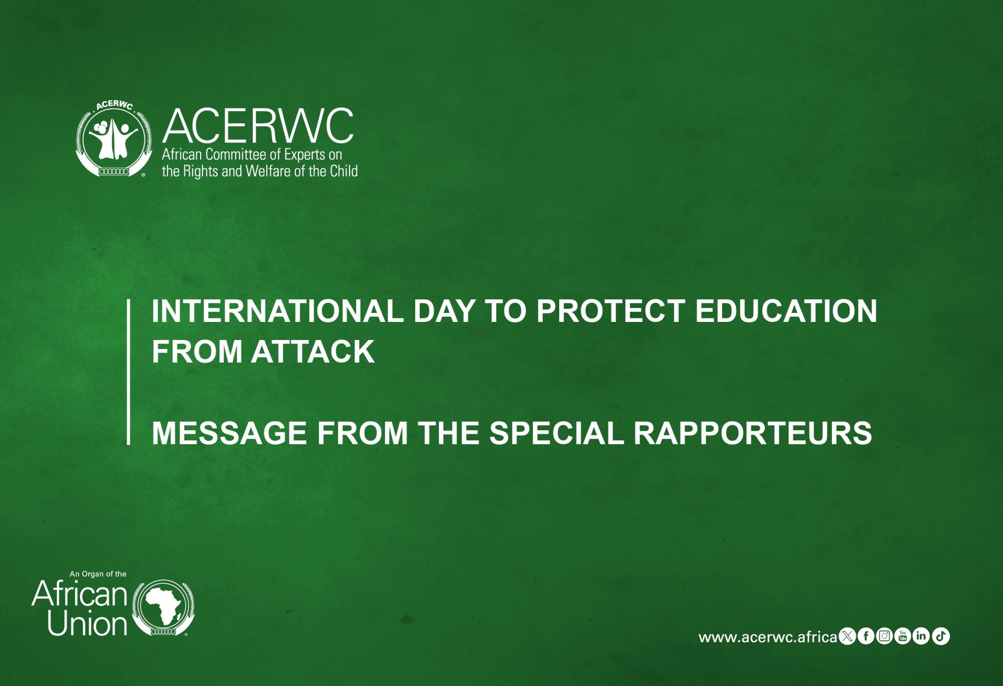 Message from the Special Rapporteurs on the International Day to Protect Education from Attack