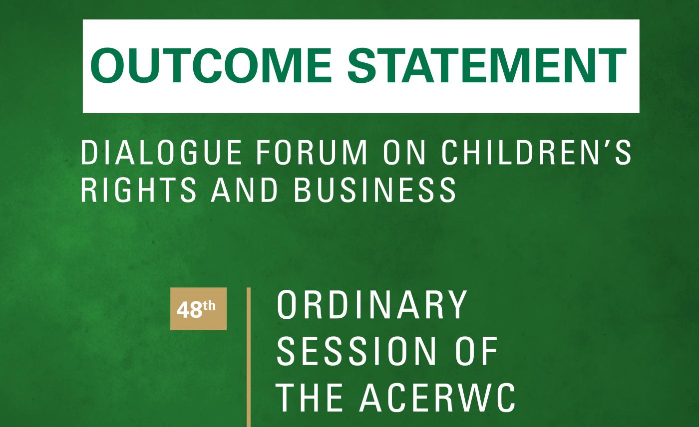 Outcome Statement of the Dialogue Forum on Children’s Rights and Business